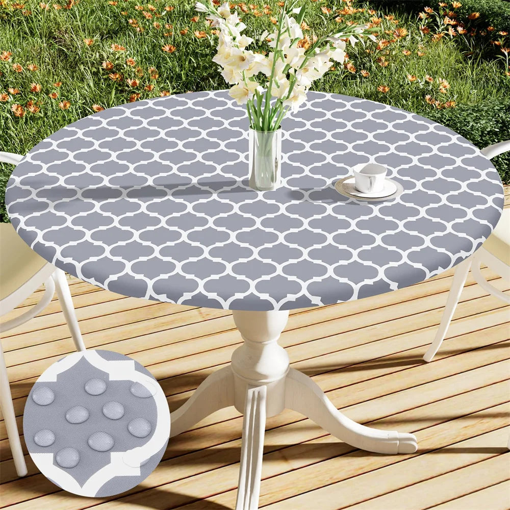 Olanly Rectangle Table Cloth Waterproof Elastic Fitted Table Covers For 4 Foot Tables Wipeable Tablecloth Camping Indoor Outdoor