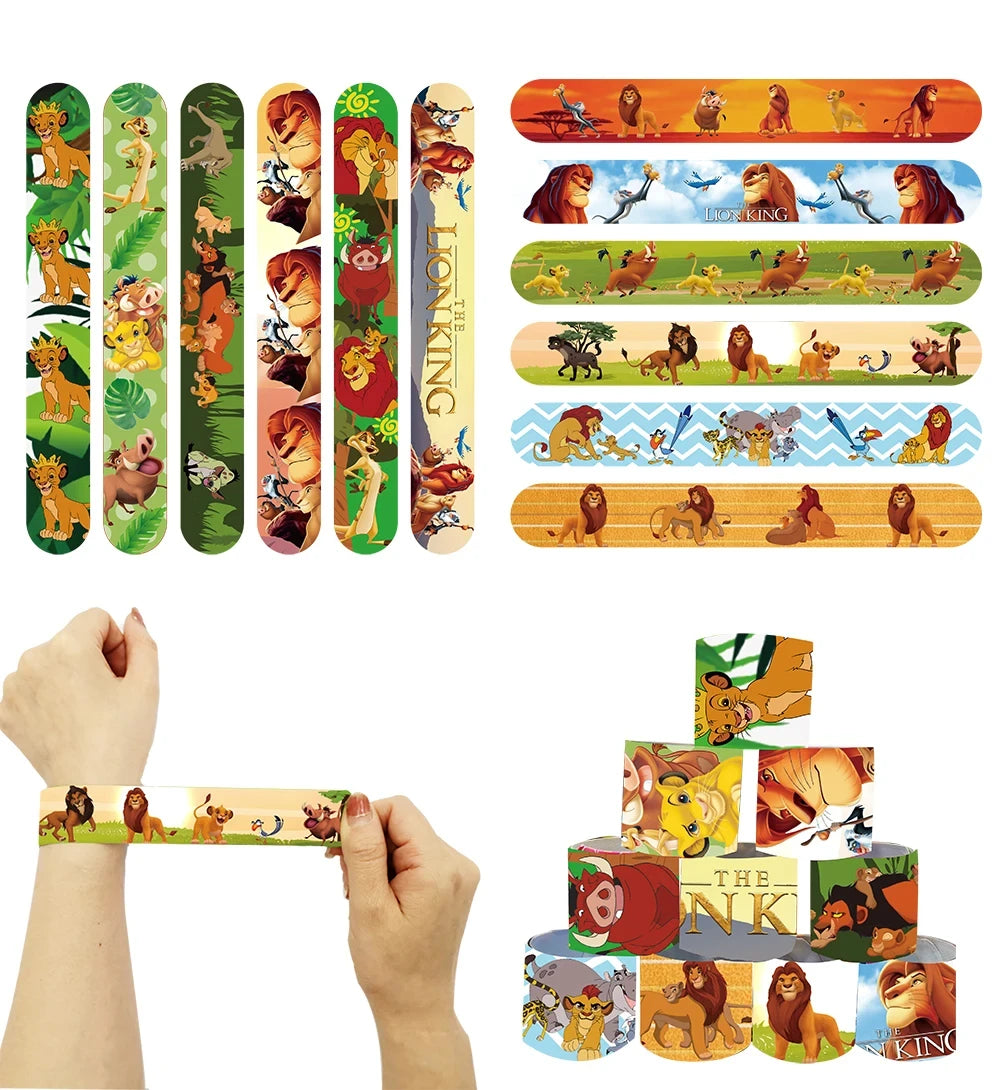 Lion King Party Favors includes Slap Bracelets Stickers Blowouts Gifts Bags for Jungle Lion Themed Birthday Party Decorations