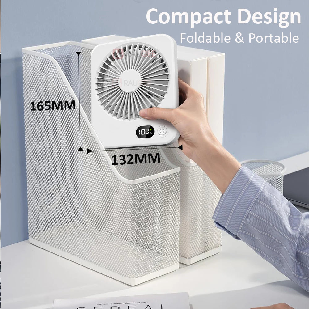 Desk Fan Portable Mini USB Fan Rechargeable Portable Fan Foldable Table Fans Ultra Quiet Student Personal Desktop Fan 5 Speeds