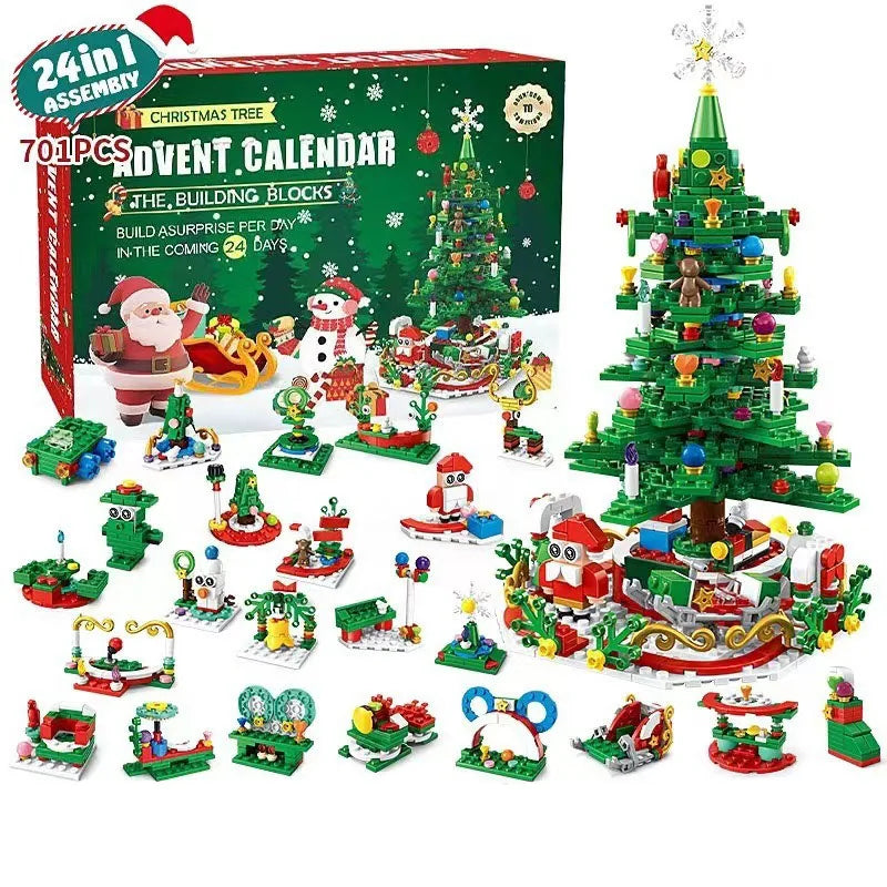 Hot Christmas Series Advent Calendar Gift Box 24Days Countdown Calendar Box Christmas Tree Bricks Model New Years Xmas Gift