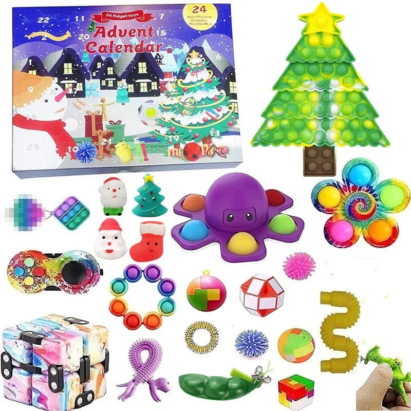 Hot Christmas Series Advent Calendar Gift Box 24Days Countdown Calendar Box Christmas Tree Bricks Model New Years Xmas Gift