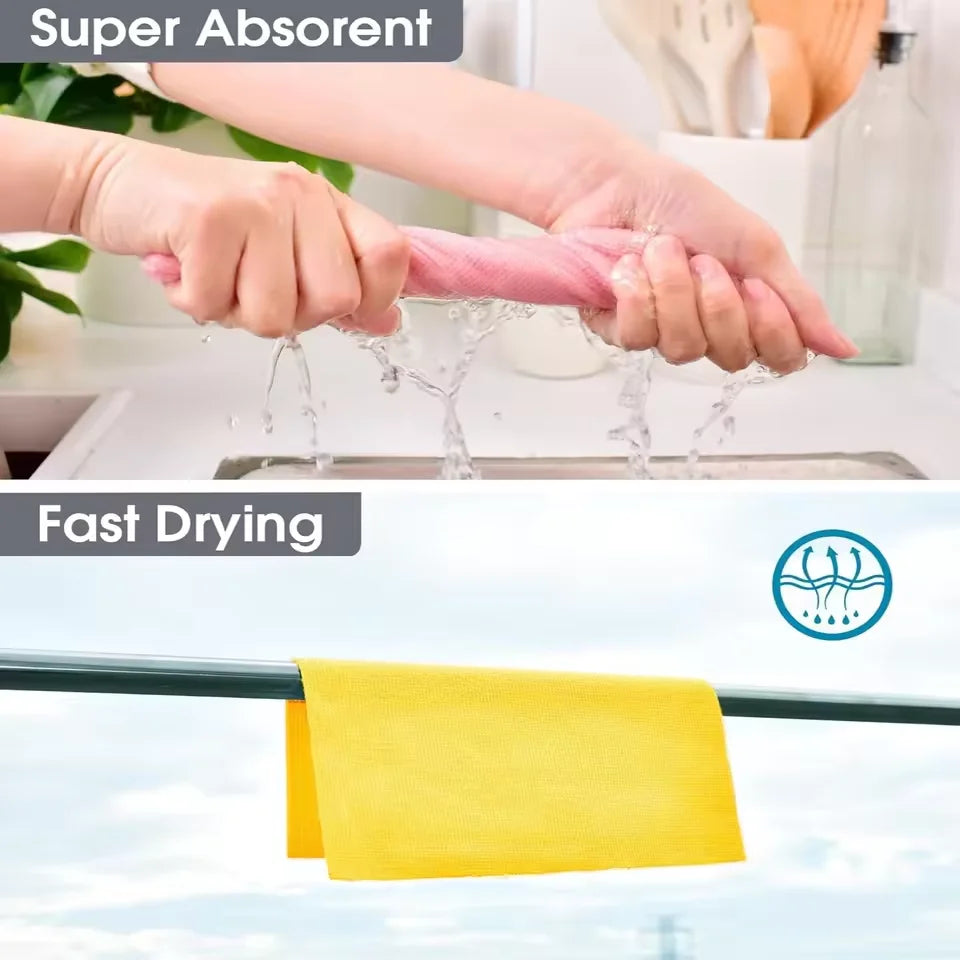 Reusable Cleaning Wipe Household Kitchen Cloth Microfiber Towel Rolls Dish Rags Wash Paper Towel Replacement 1 Roll of 20 Sheets