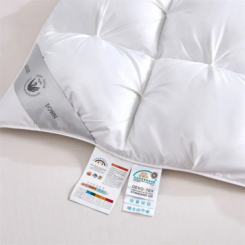 High Grade 100% White Goose Down Quilt Winter Warm Feather Duvet Queen King Cozy Lightweight 3D Bread Comforter Pinch Pleated