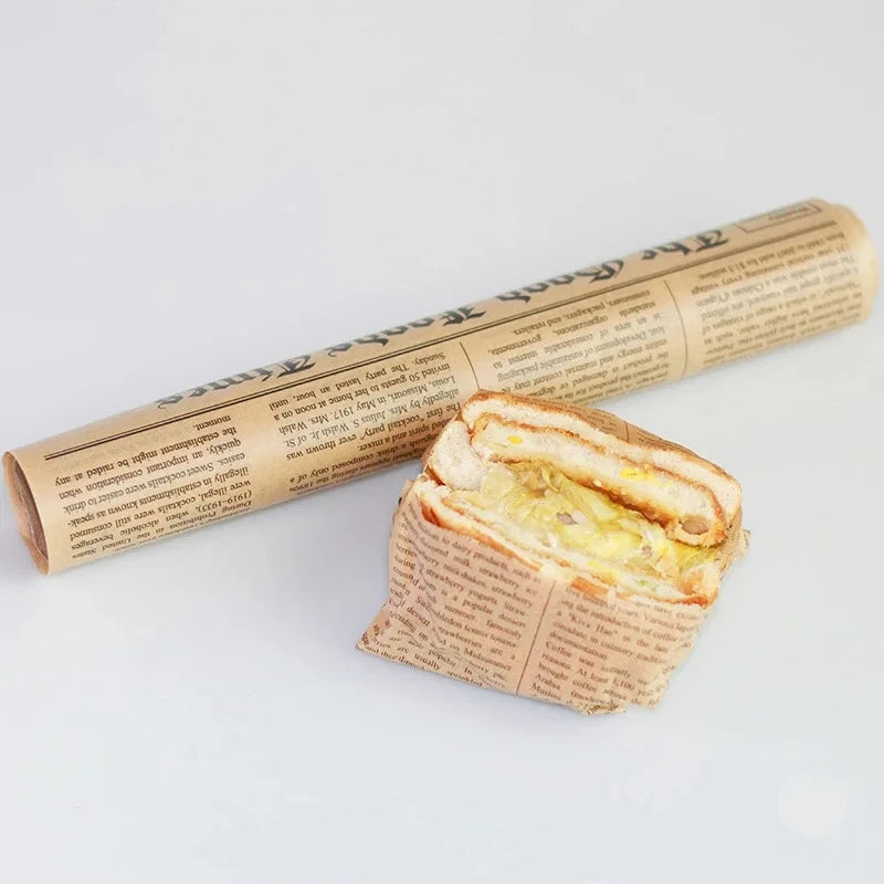 Retro English Newspaper Food Accessories for Baking Kitchen Food Grade Grease Paper Bread Sandwich Burger Fries Wrappers Cookie