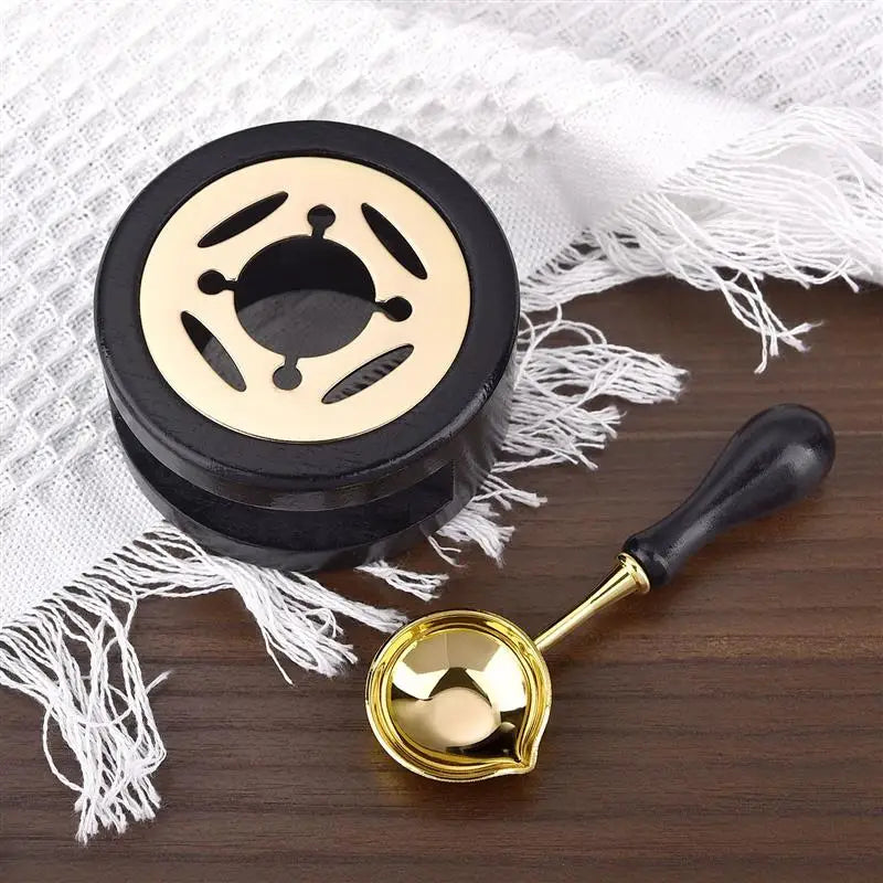 1/2/3pcs Wax Seal Set Wood Wax Melting Lacquer Furnace With /Spoon/Handle Wax Bead Melting Heater Wax Pot Heater For Stamp Craft