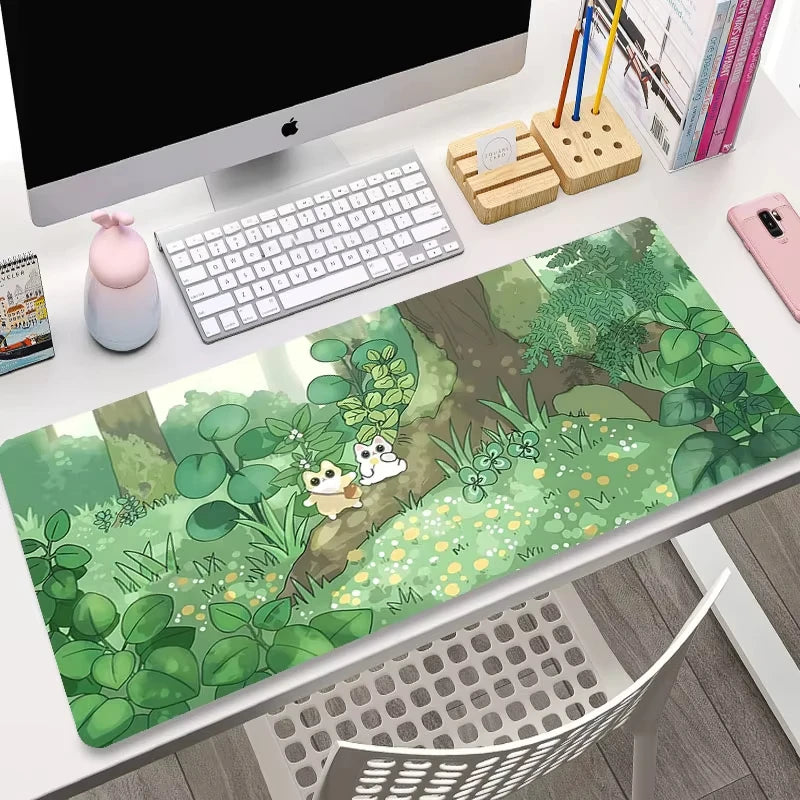 "Cat and Garden Art Mouse Pad - Extra Large, Soft and Comfortable, Suitable for Long-Term Use rabbit  mouse pad anime