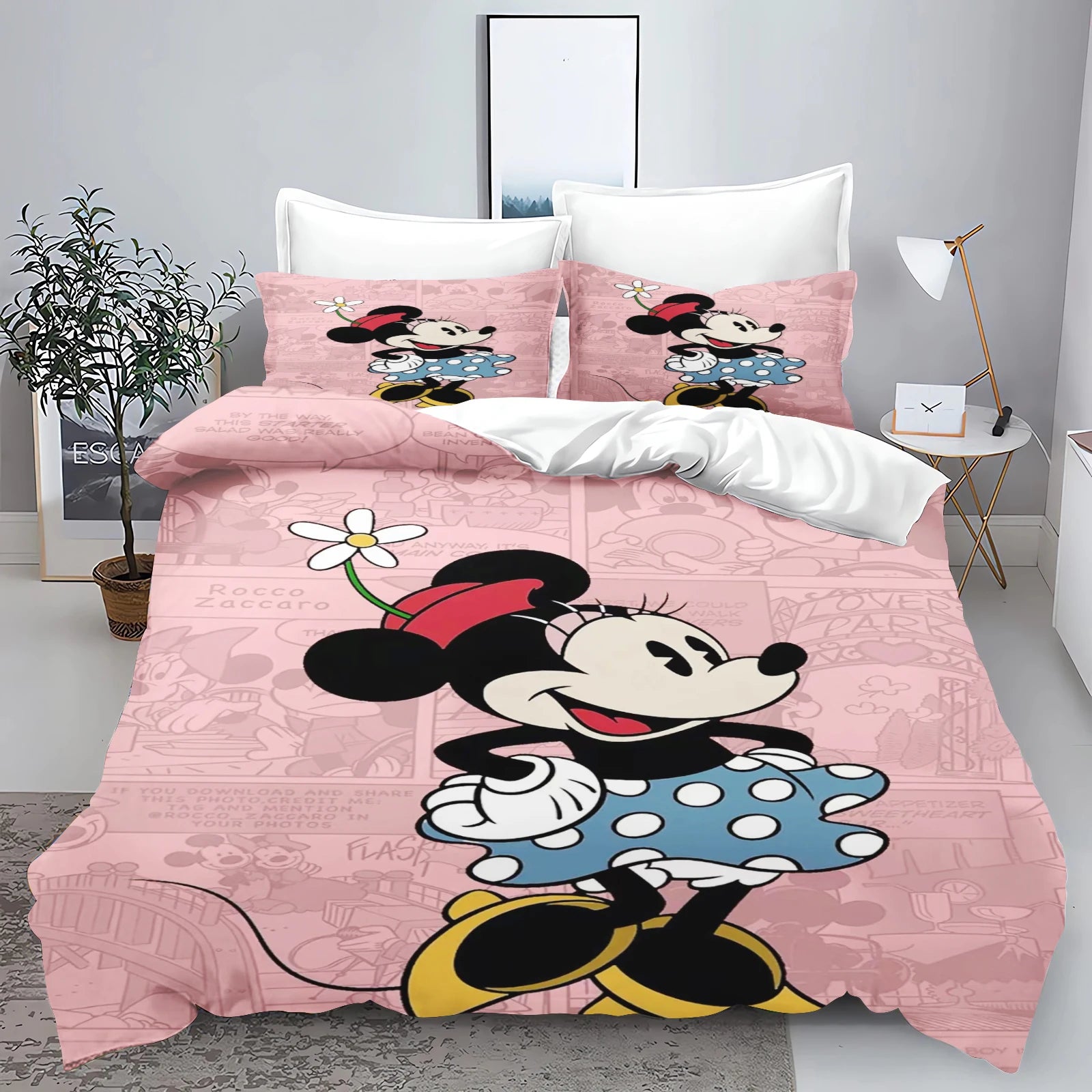 Mickey  Cute Printed Cartoon Quilt Duvet Cover Set Bedding Twin 3-Piece 1 3D Children's
