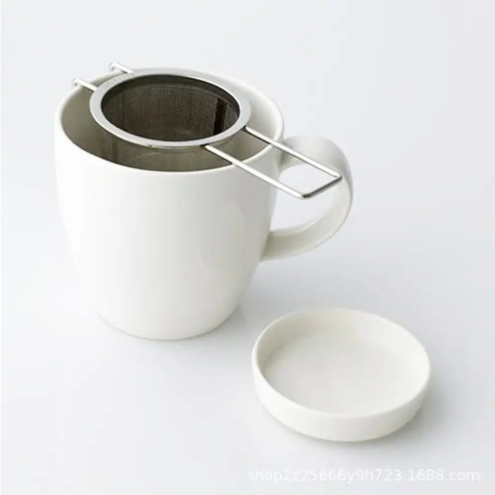 304 Stainless Steel Tea Drain with Lid Tea Strainer Collapsible Double Handle Tea Strainer with Lid Tea Brewer