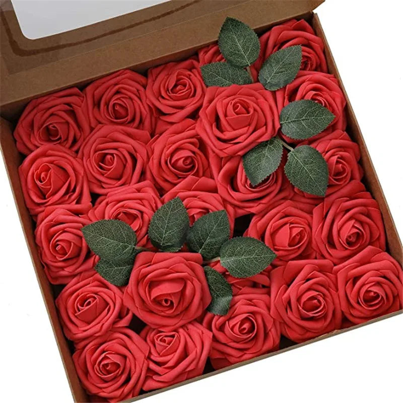 10~100pcs Rose Artificial Flowers Foam Fake Roses Wedding Bouquets Centerpieces Mothers Day Valentines Gifts Party Decoration