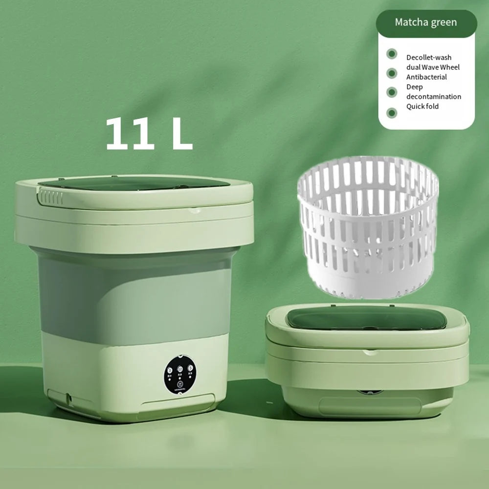 6L 11L Folding Portable Washing Machine with Spin Dryer for Clothes Travel Home Ultrasonic Underwear Socks Mini Washer 110V 220V