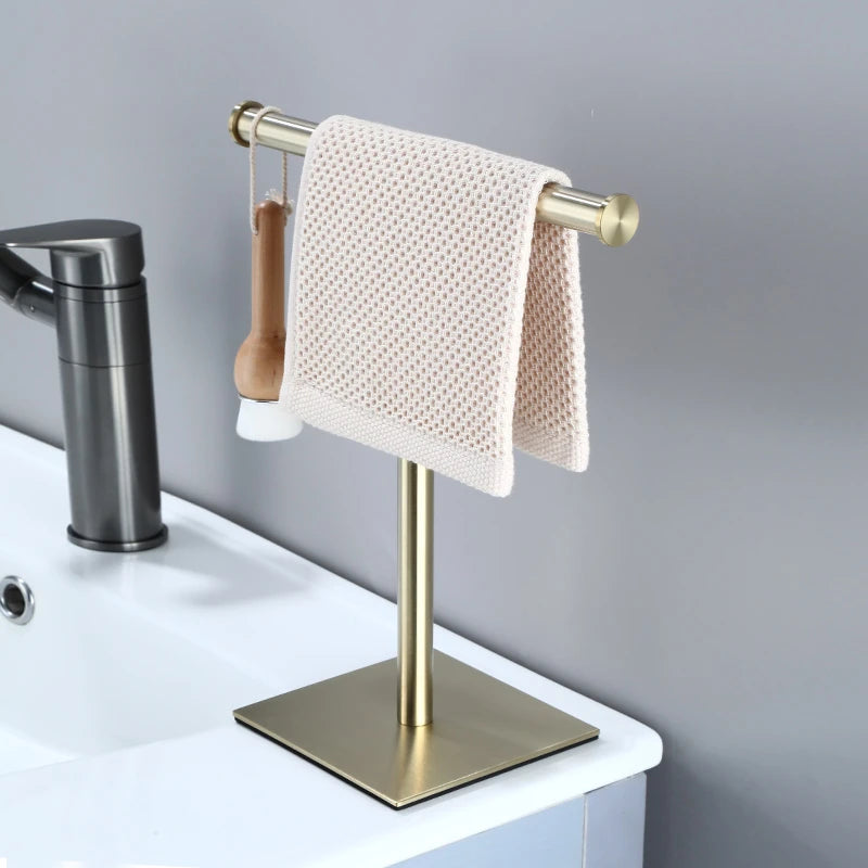Movable Free-Standing Hand Towel Holder paper towel holder 304 Black Bath Towel Stand Bathroom Towel Hanger Vanities Countertop