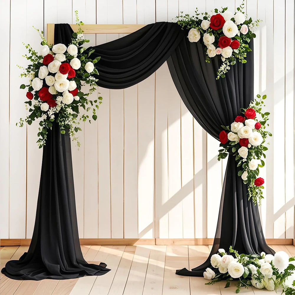1 Piece Wedding Arch Draping Fabric Sheer Chiffon Arch Drapery for Bridal Shower Backdrop Outdoor Party Church Ceremony