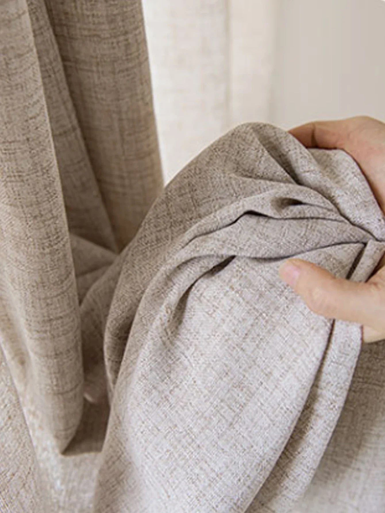 Korean Style Thickened Cotton and Linen Half Set Curtains for Bedroom Living Room and Curtains and Polyester