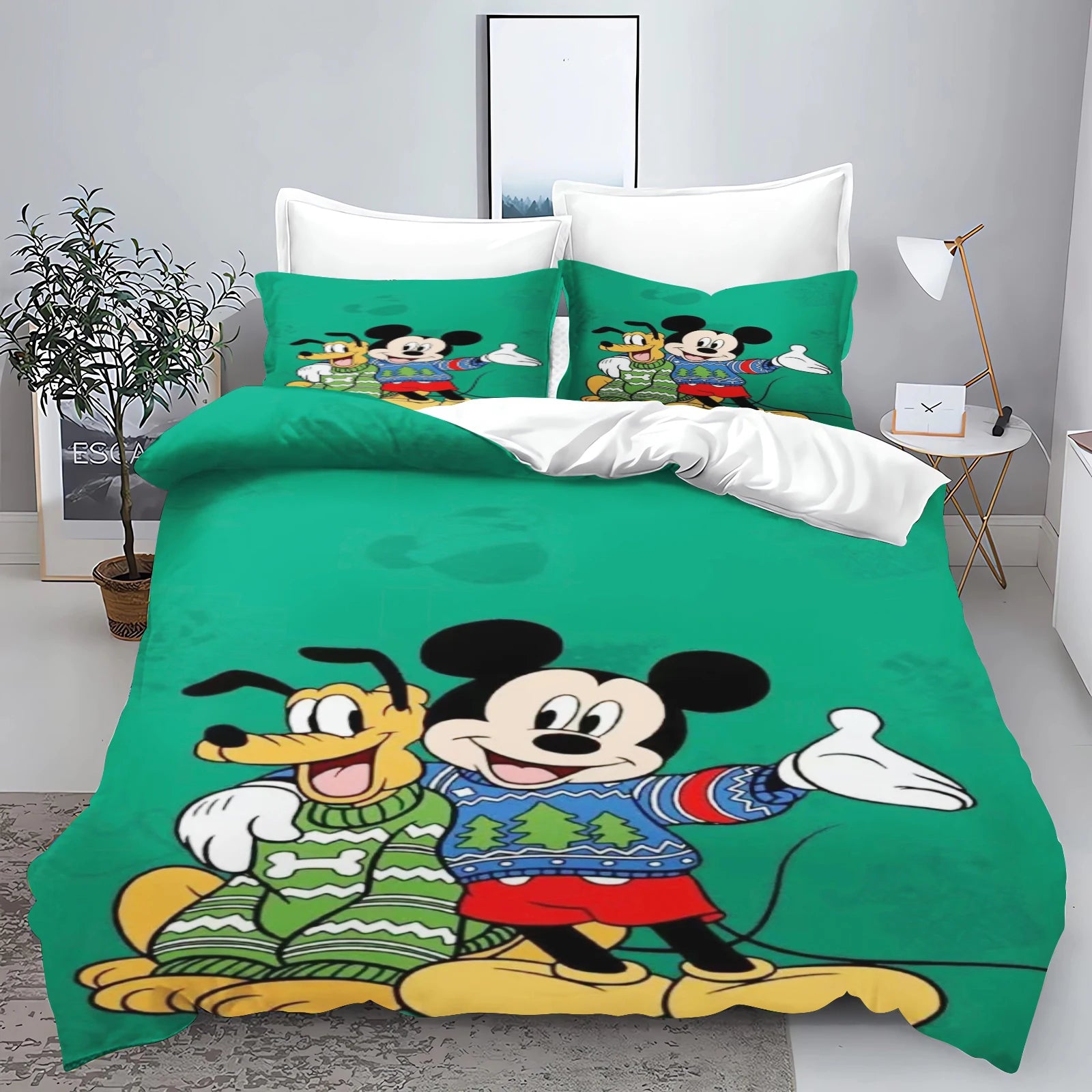 Mickey  Cute Printed Cartoon Quilt Duvet Cover Set Bedding Twin 3-Piece 1 3D Children's
