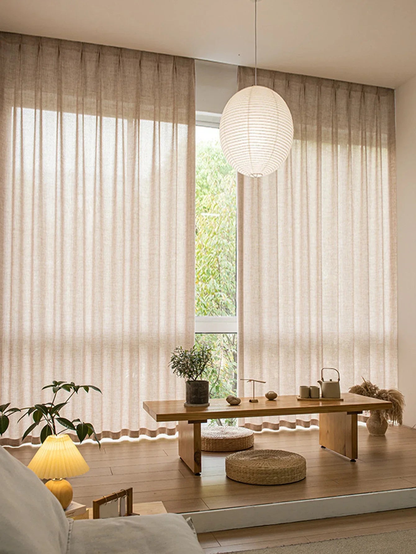 Korean Style Thickened Cotton and Linen Half Set Curtains for Bedroom Living Room and Curtains and Polyester