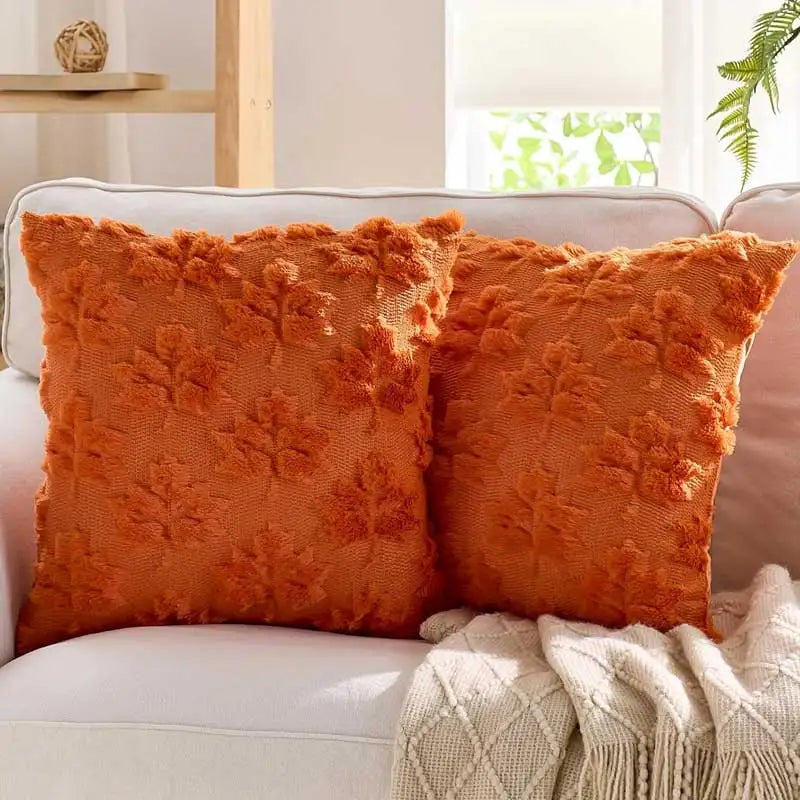 2 Pcs Maple Leaf Fall Throw Pillow Covers Farmhouse Decorative Pillow Covers for Autumn Harvest Holiday Accent Pillow Cases