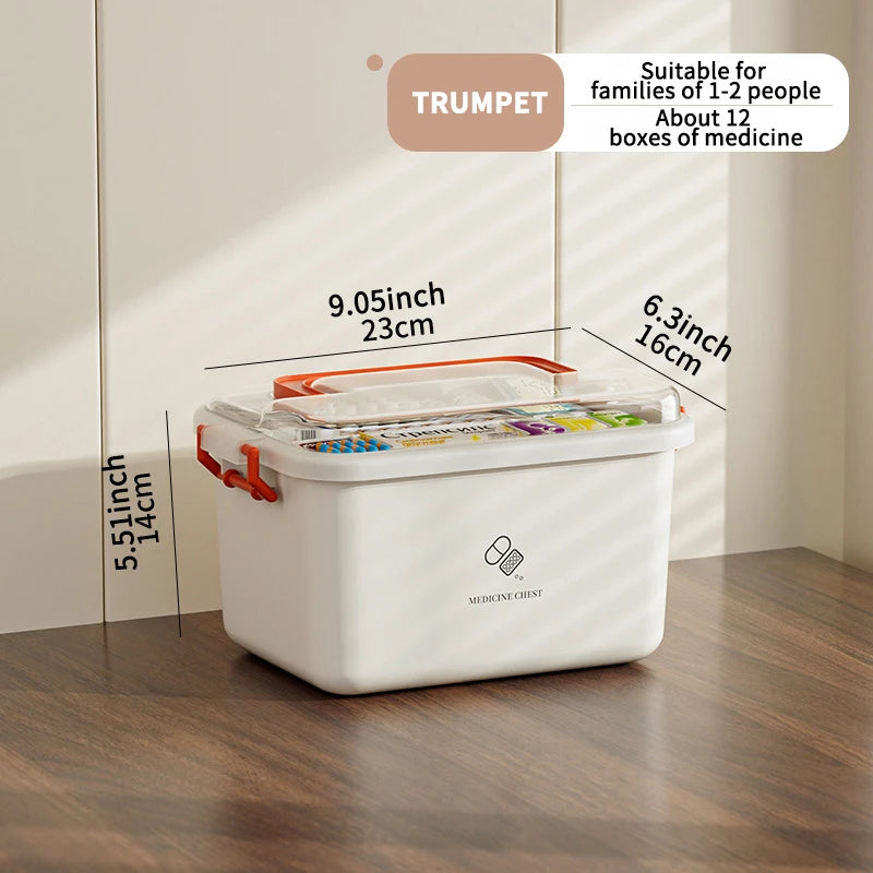 Large Capacity Medicine Box Portable Home First Aid Medical Kit Family Emergency Medicine Box with Multi-layer Drug Storage Case