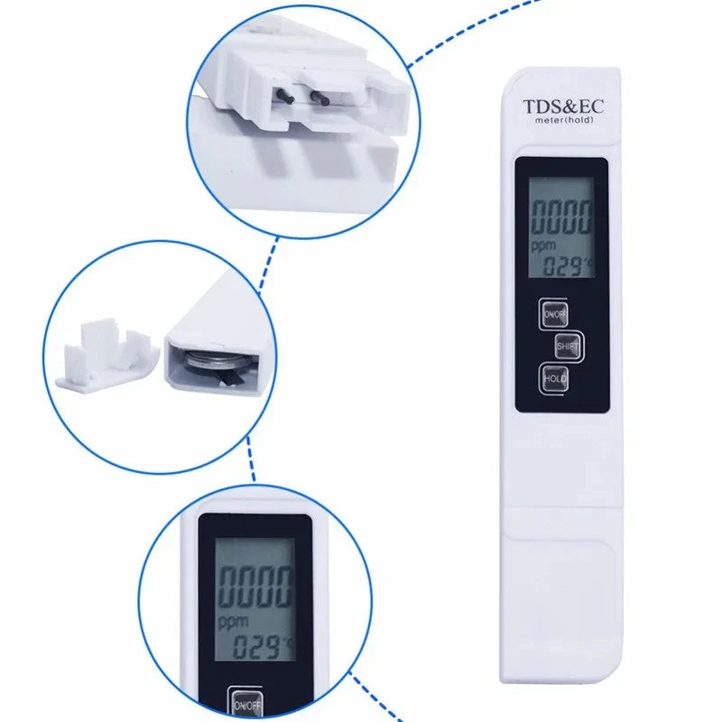 1pc White Handheld TDS Digital Water Tester High Precision Household Purified Tap Water Multifunctional Large Screen Display