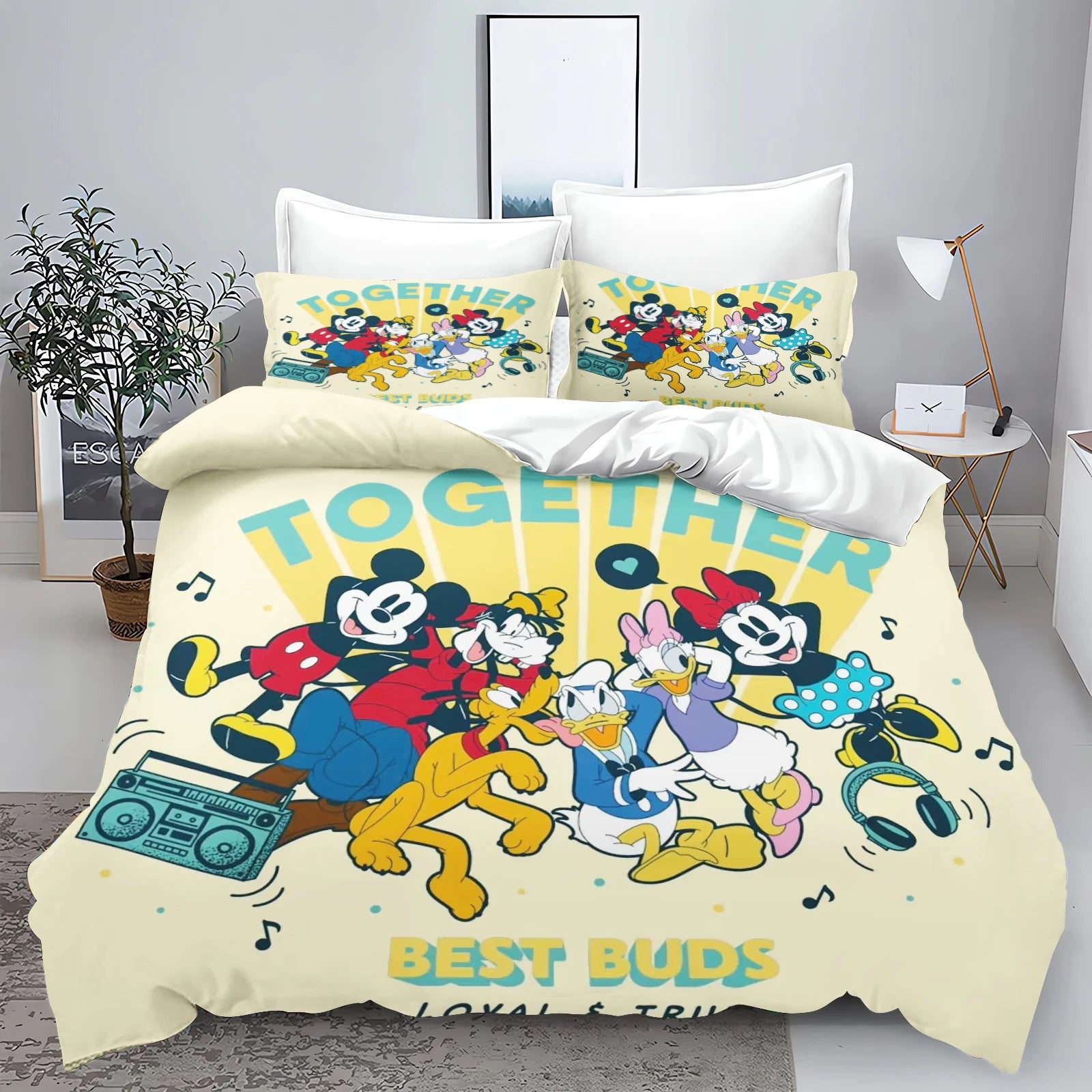 Mickey  Cute Printed Cartoon Quilt Duvet Cover Set Bedding Twin 3-Piece 1 3D Children's