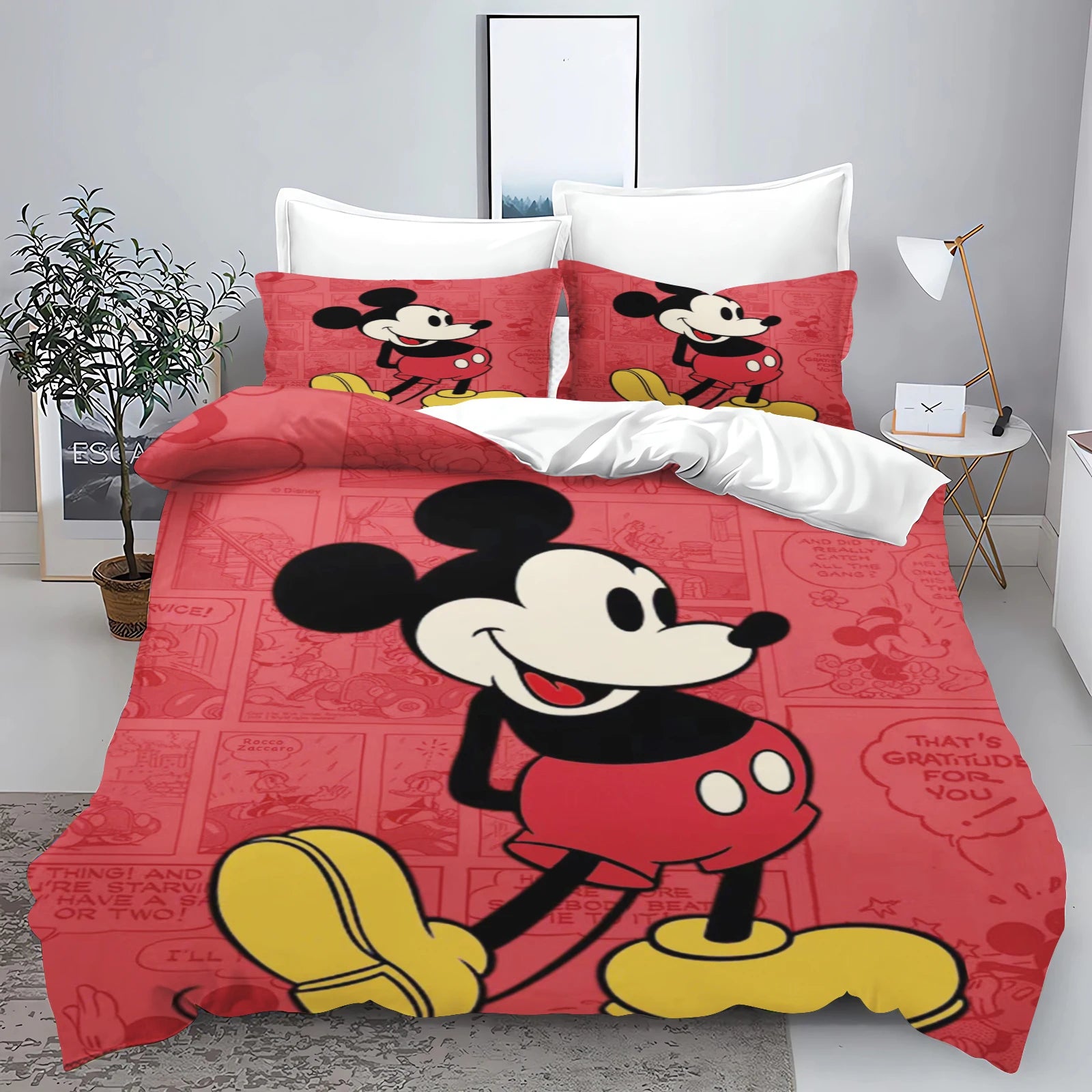 Mickey  Cute Printed Cartoon Quilt Duvet Cover Set Bedding Twin 3-Piece 1 3D Children's