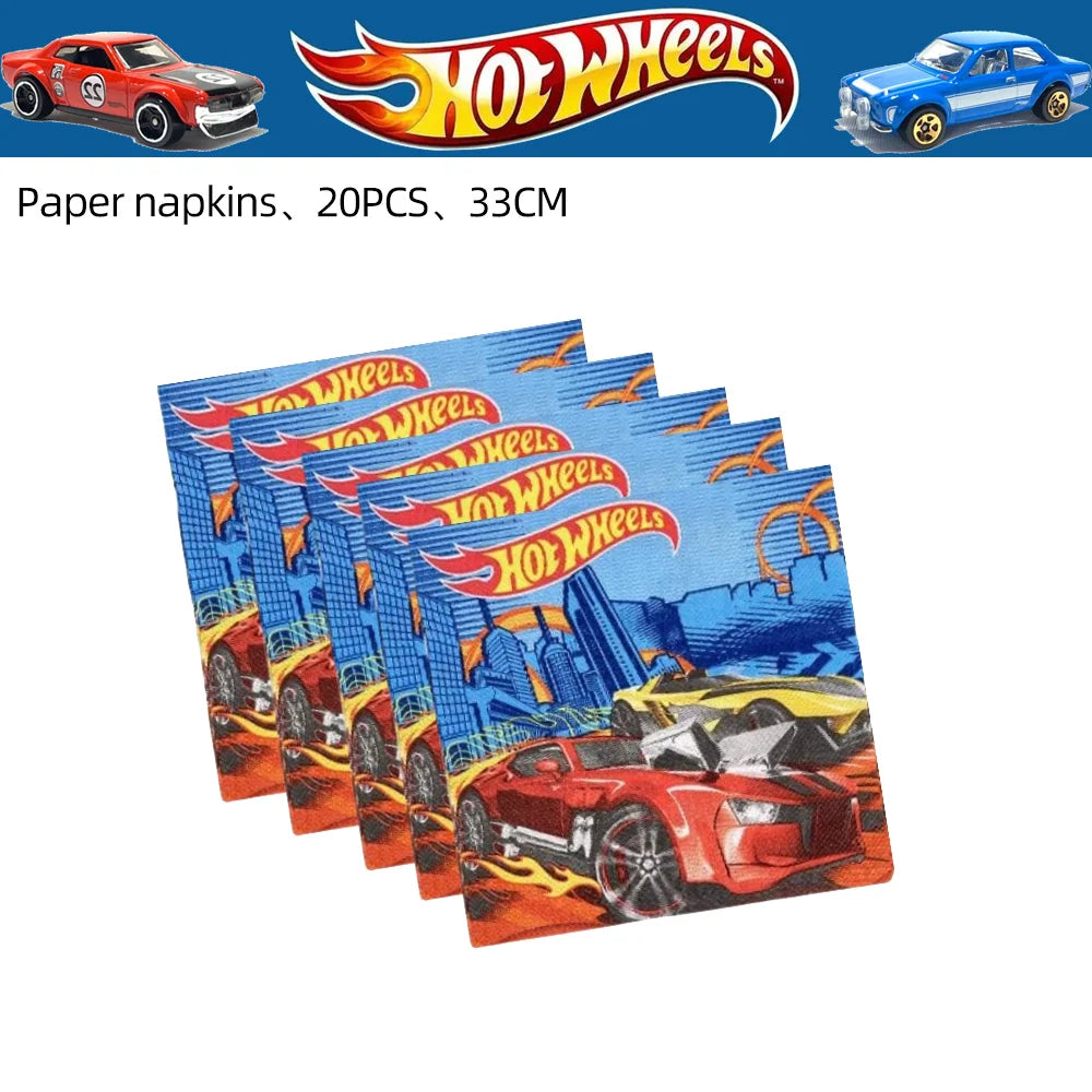 Boys Favor Birthday Backdrop Decoration Kids Hot Wheels Baby Shower Balloons Paper Tableware Cartoon Race Car Party Supplies