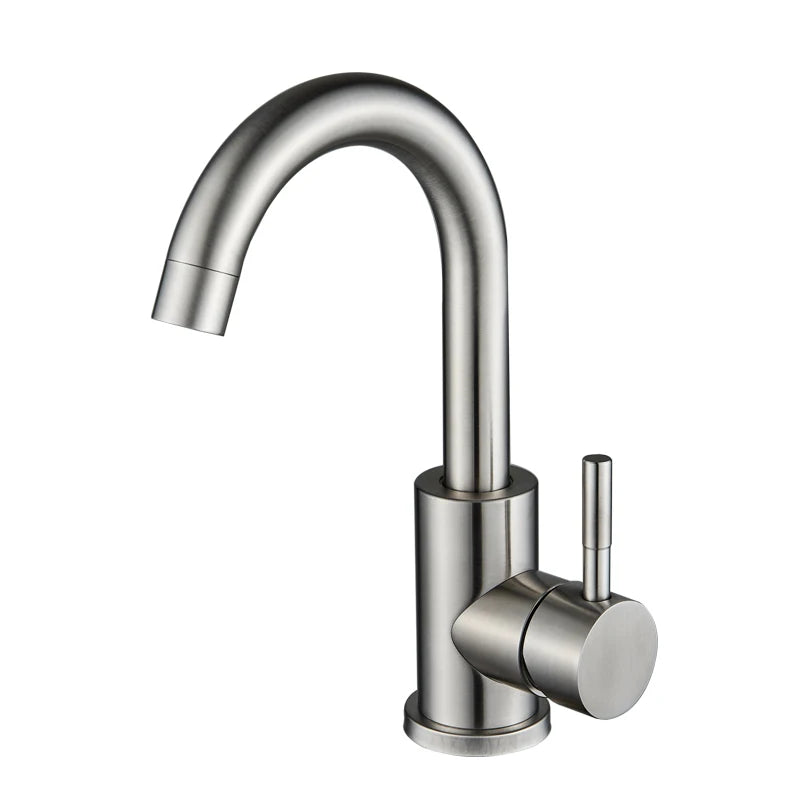 Bathroom Basin Faucet 304 Stainless Steel Hot Cold Wash Mixer Crane Tap 360 Rotation Sink Faucets Single Handle,Black/ White