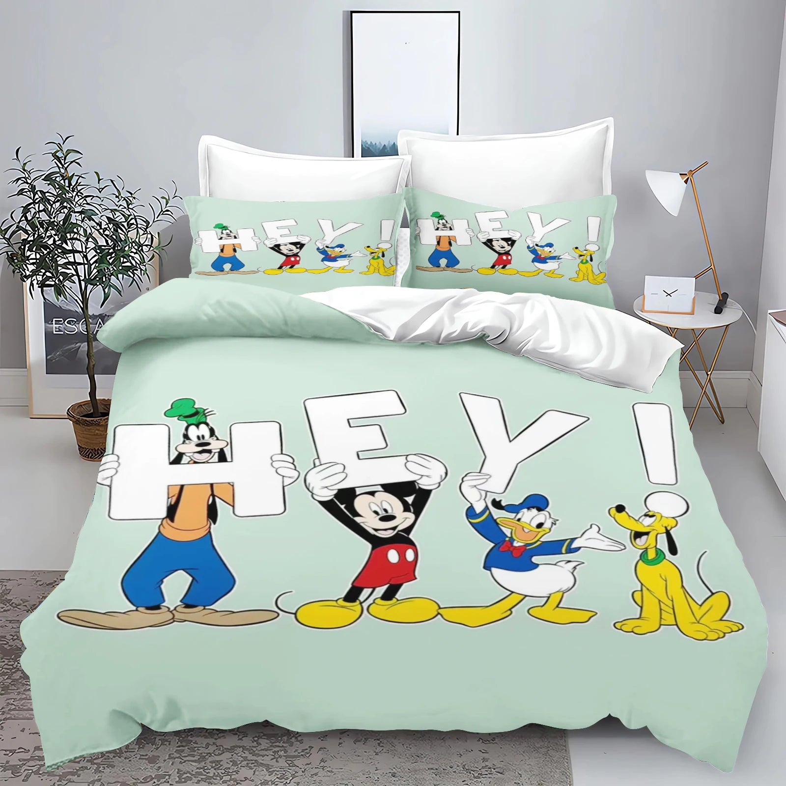 Mickey  Cute Printed Cartoon Quilt Duvet Cover Set Bedding Twin 3-Piece 1 3D Children's
