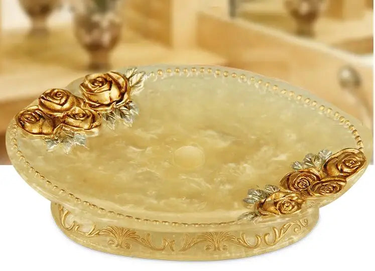 Fashion Bathroom Supplies Resin Five-piece Washbasin European Bathroom Supplies Toothpaste Storage Box Tissue Box