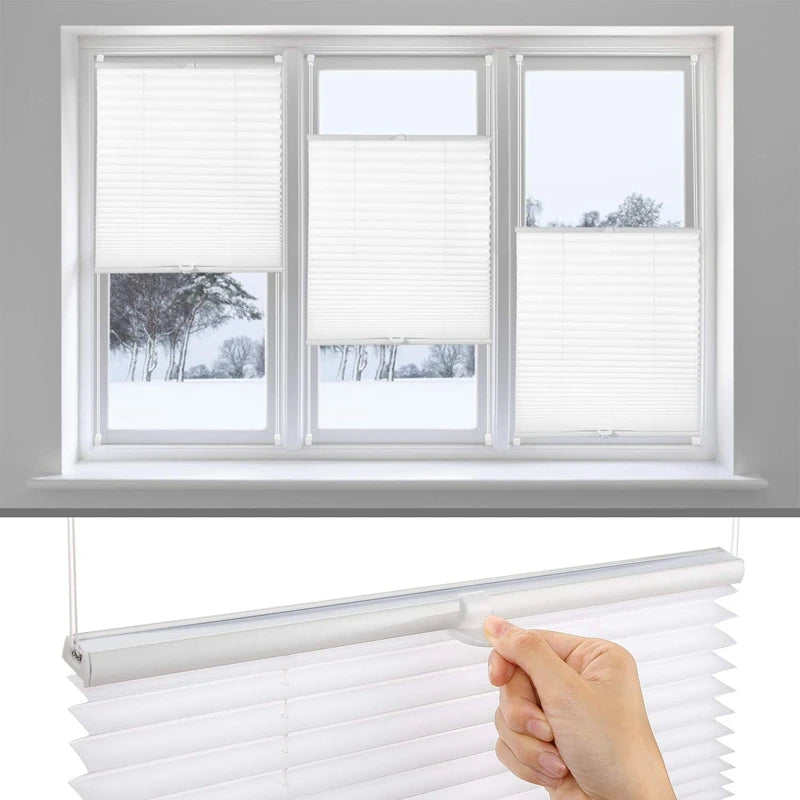 Pleated Blind, Klemmfix, No Drilling,Folding Roller Blind, Window Blind for Doors and Windows, Opaque, Privacy Protection