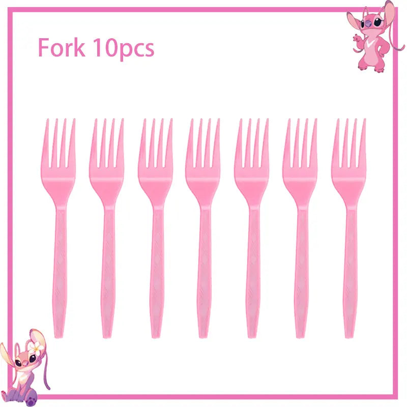 Stitch Birthday Party Decoration Pink Theme Paper Napkins Plates Cups Tableware Set Background Party Decoration Supplies For Kid