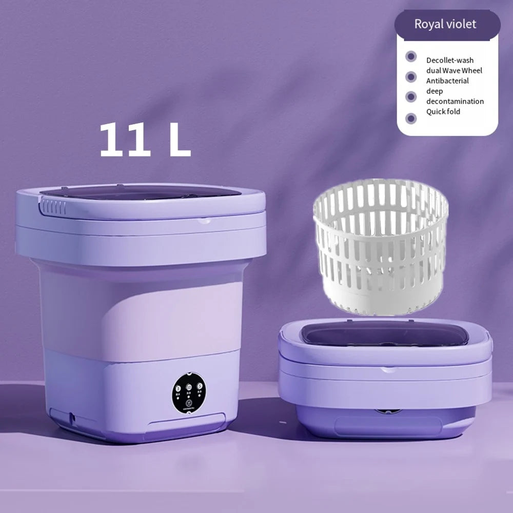 6L 11L Folding Portable Washing Machine with Spin Dryer for Clothes Travel Home Ultrasonic Underwear Socks Mini Washer 110V 220V