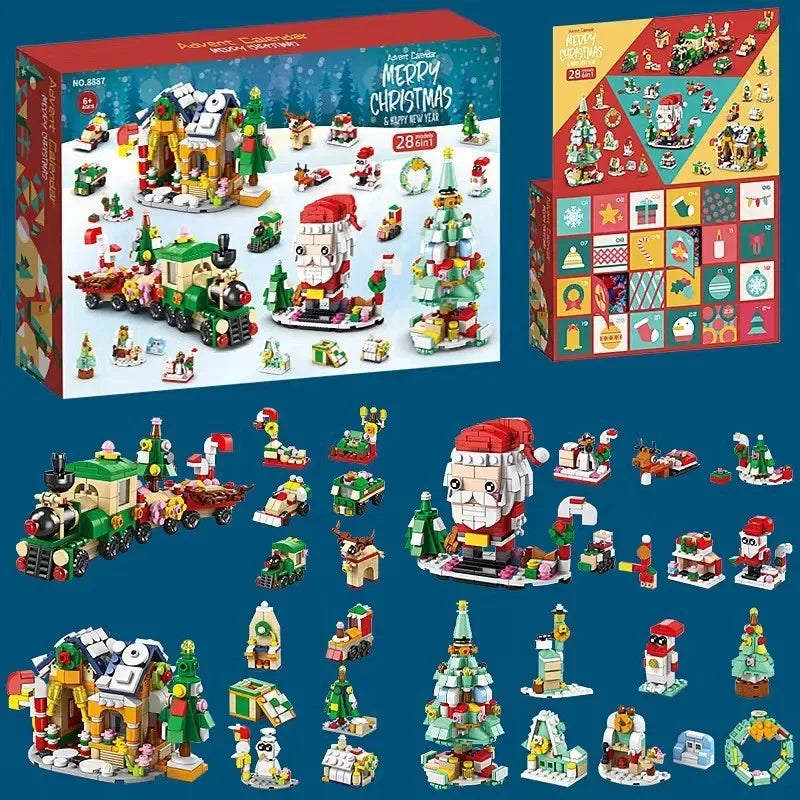 Hot Christmas Series Advent Calendar Gift Box 24Days Countdown Calendar Box Christmas Tree Bricks Model New Years Xmas Gift