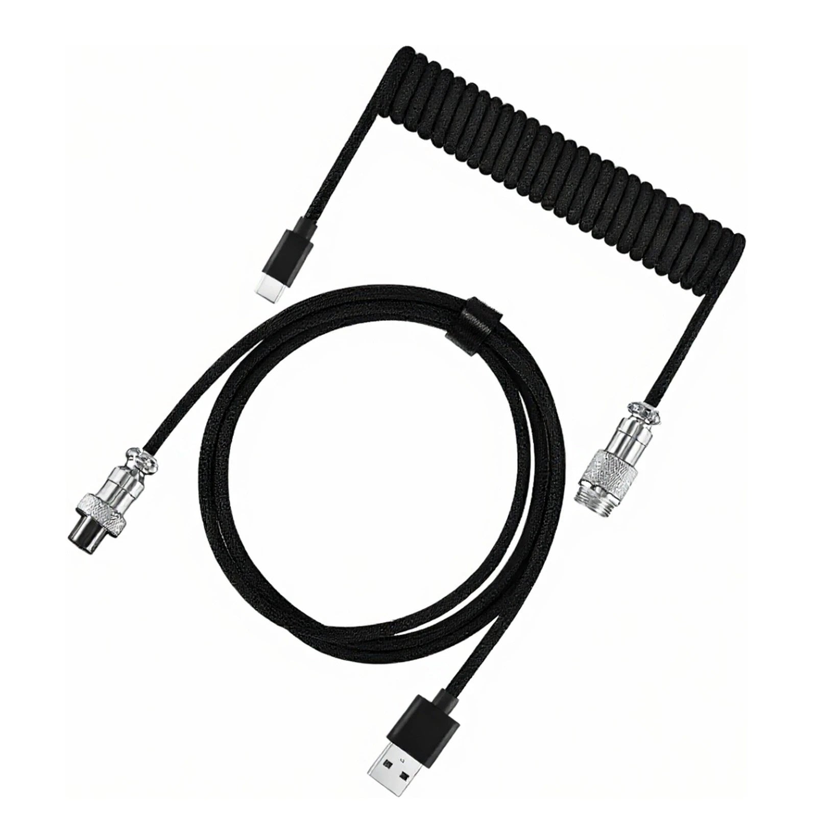 Mechanical Keyboard Coiled Cable USB Type C Mechanical Keyboard Aviator Desktop Computer Aviation Connector Cord Max 3M
