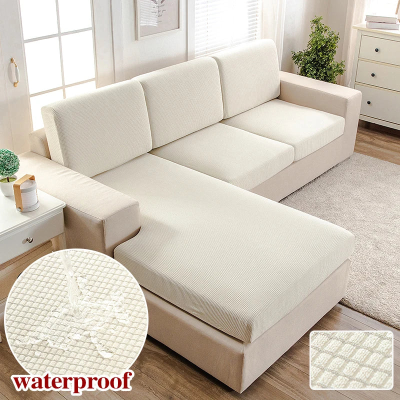 Waterproof Jacquard Sofa Cover for Living Room Kid Pets Solid Color Sofa Slipcover Couch Cover Seat Cushion Washable Removable