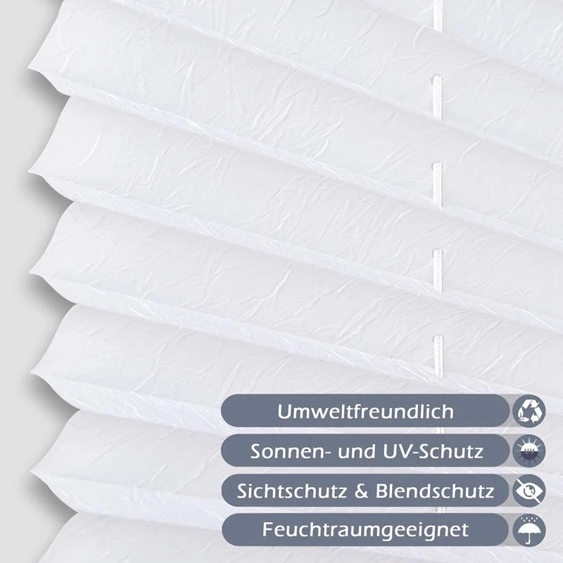 Pleated Blind, Klemmfix, No Drilling,Folding Roller Blind, Window Blind for Doors and Windows, Opaque, Privacy Protection