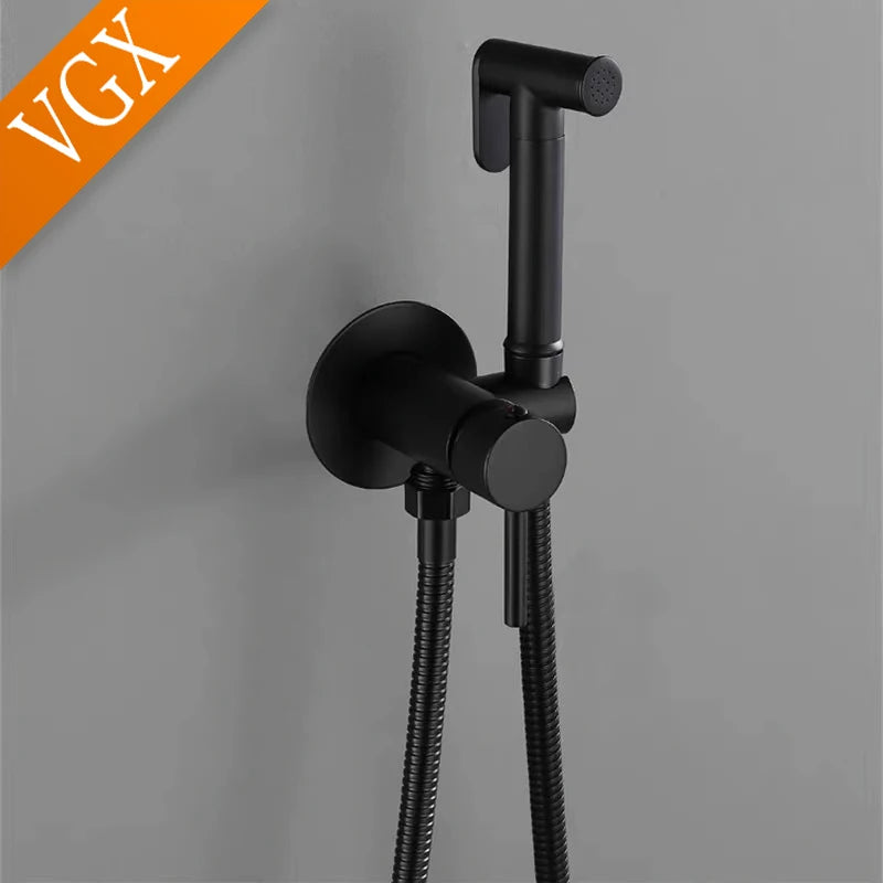 VGX Brass Bidet Faucet Set Handheld Ducha Higienica Hot Cold Toilet Crane Women Washer Bathroom Shattaf Sprayer Hygienic Shower