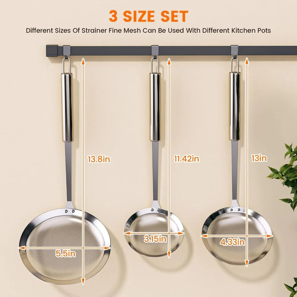 1 Pack Skimmer Spoon 304 Stainless Steel Grease Filter Spoon, Kitchen Cooking Fine Mesh Food Strainer for Filtering Oil and Foam