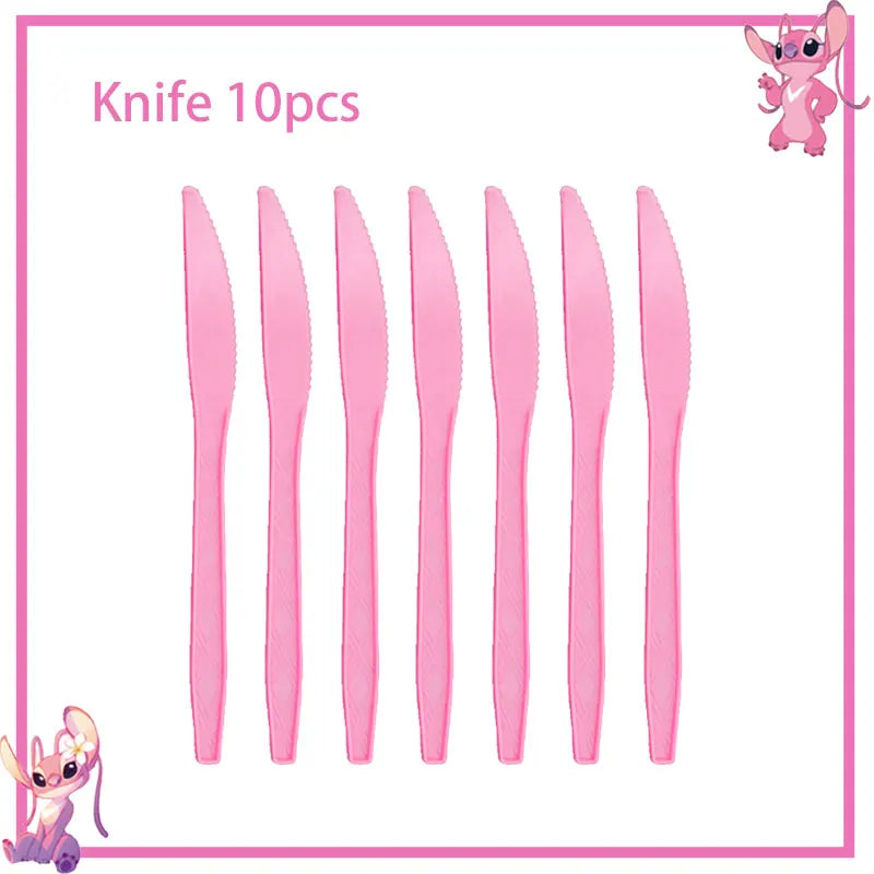 Stitch Birthday Party Decoration Pink Theme Paper Napkins Plates Cups Tableware Set Background Party Decoration Supplies For Kid