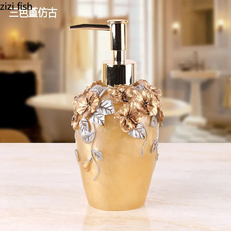 Fashion Bathroom Supplies Resin Five-piece Washbasin European Bathroom Supplies Toothpaste Storage Box Tissue Box