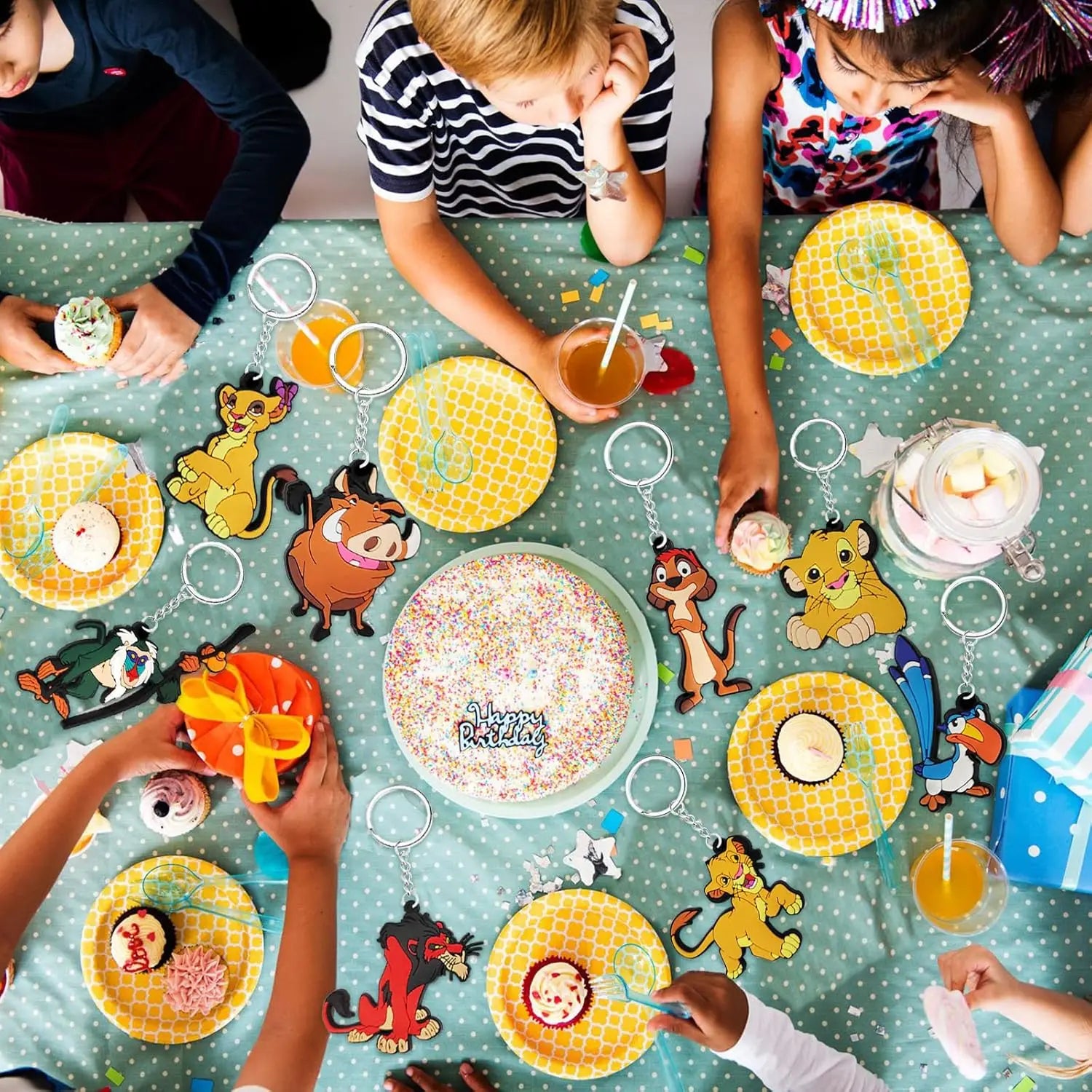 Lion King Party Favors includes Slap Bracelets Stickers Blowouts Gifts Bags for Jungle Lion Themed Birthday Party Decorations