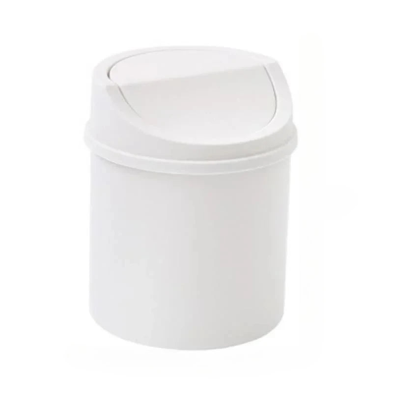 Mini Desktop Bin Small Trash Can Tube with Cover Bedroom Trash Can Garbage Can Clean Workspace Storage Box Home Desk