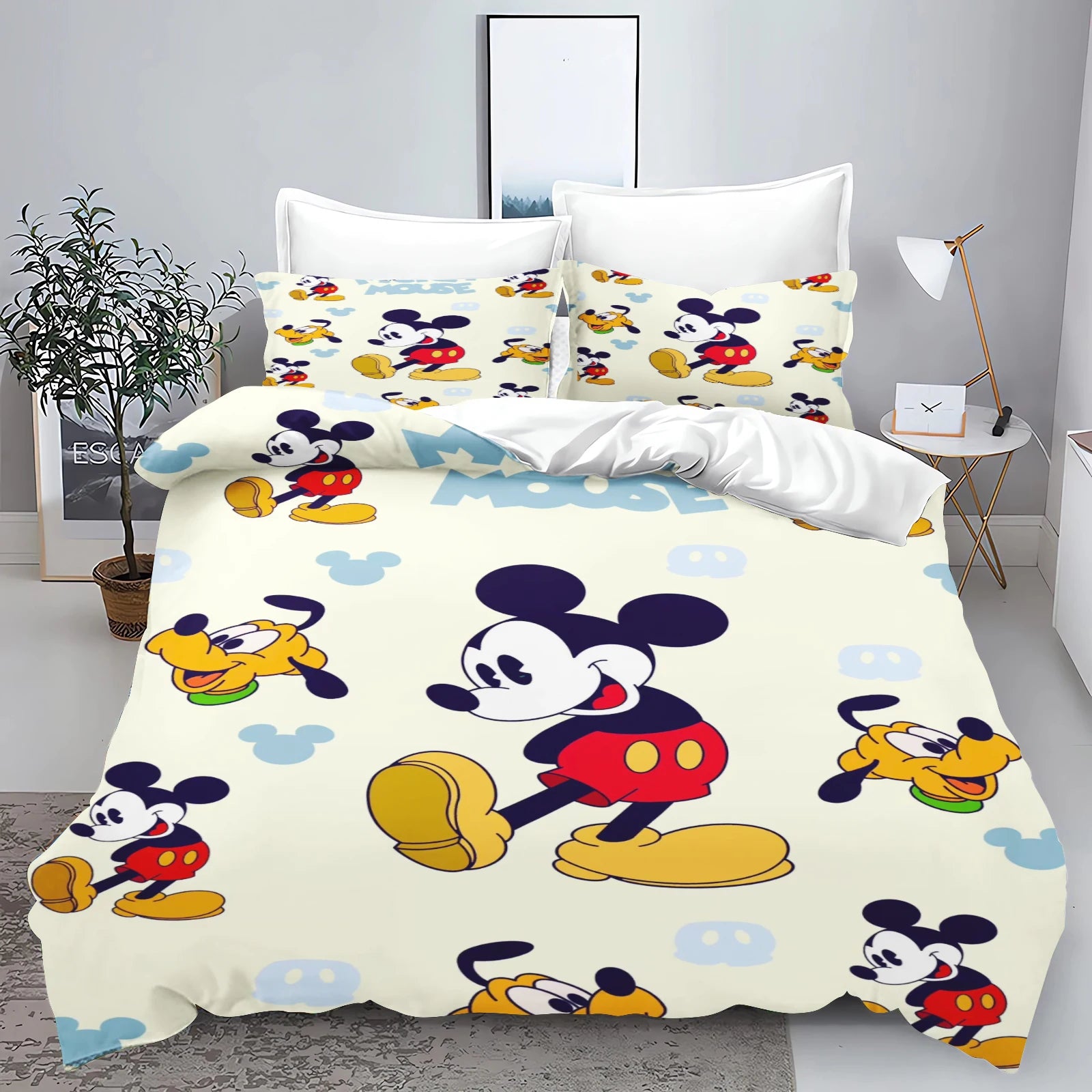 Mickey  Cute Printed Cartoon Quilt Duvet Cover Set Bedding Twin 3-Piece 1 3D Children's