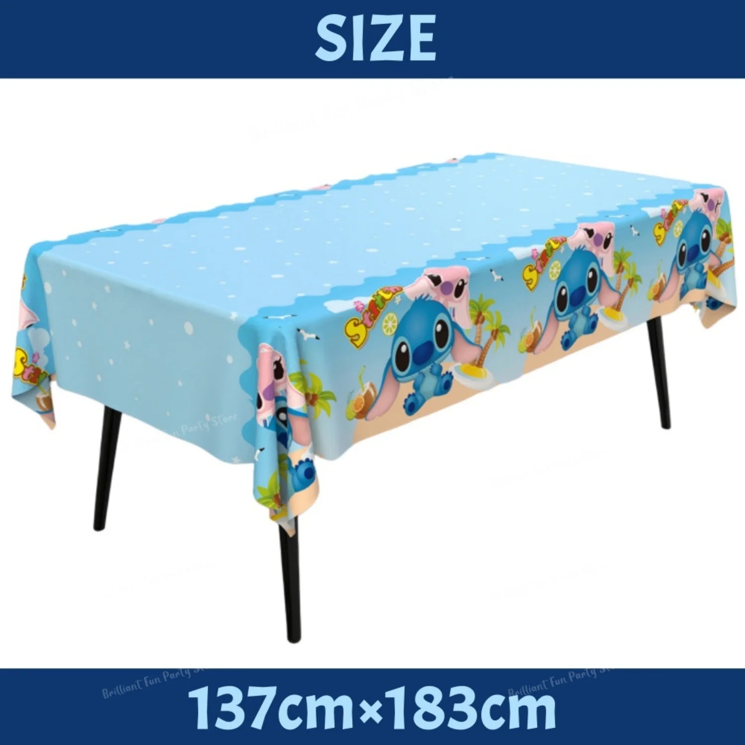 Disney Stitch Blue & Pink Angel Party Tablecloth for Kids Birthday Baby Shower Supplies - Decorative Tablecover for Boys & Girls