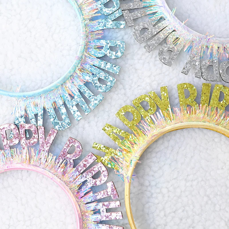 Glitter HAPPY BIRTHDAY Sequin Headband Birthday Decoration Birthday Party Decorations Kids Adult Girl Pink Silver Blue Headbands