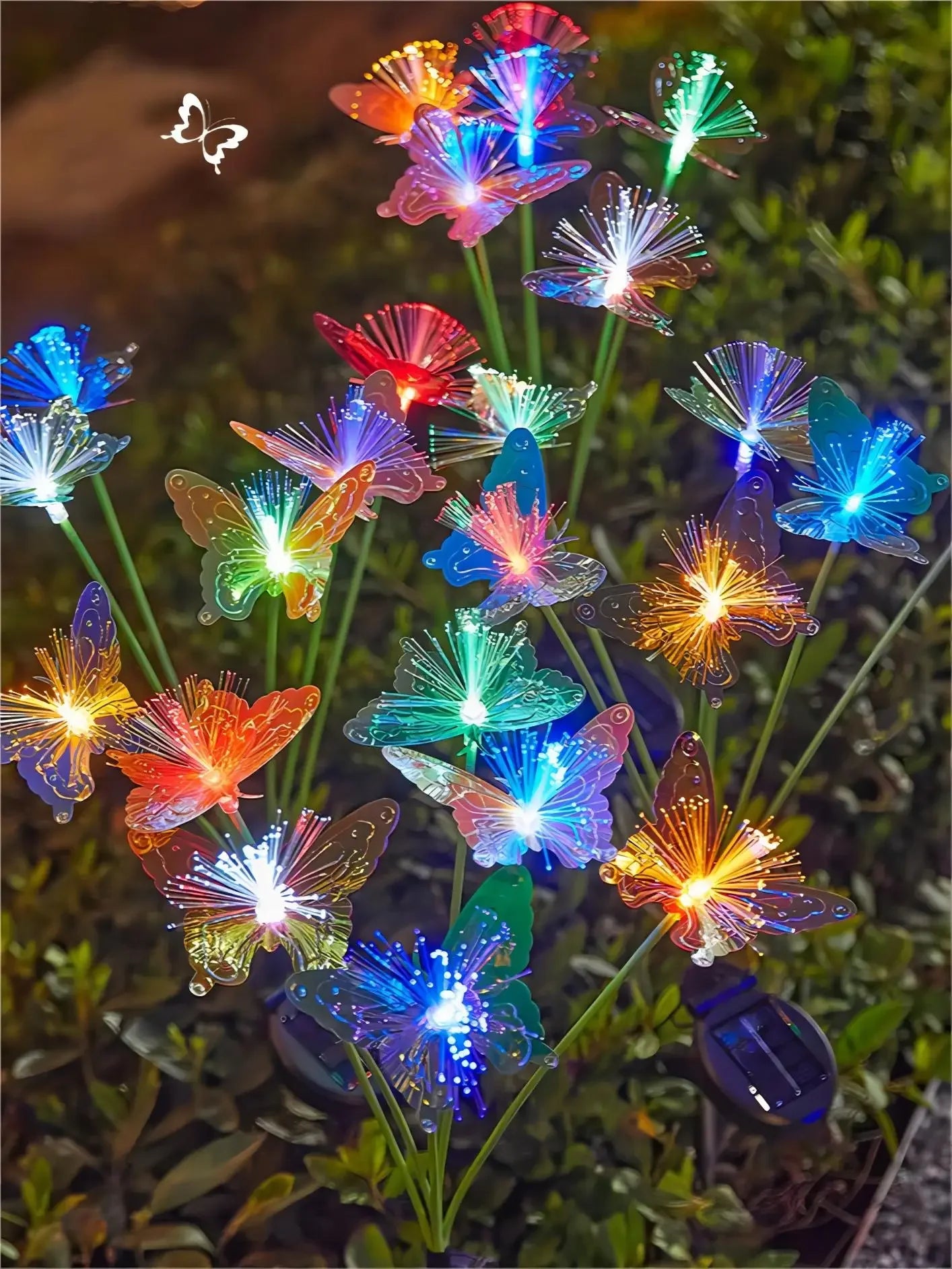 6LEDs Solar-Powered Butterfly Fiber Optic Light - Waterproof Rechargeable Outdoor Garden Decor for Lawn, Yard, and Landscape