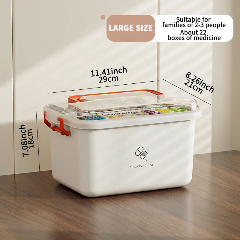 Large Capacity Medicine Box Portable Home First Aid Medical Kit Family Emergency Medicine Box with Multi-layer Drug Storage Case