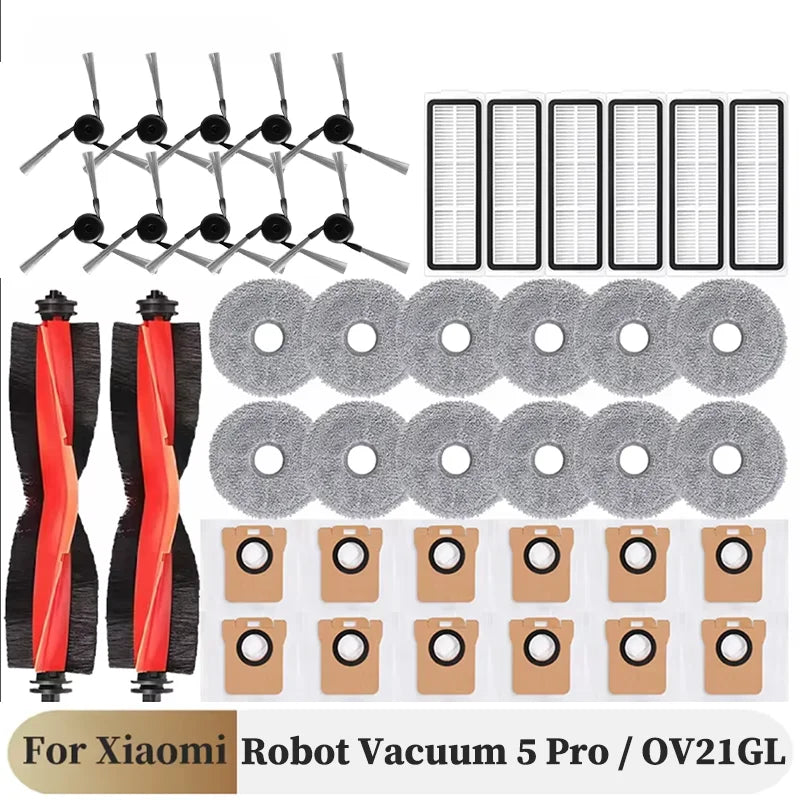 For Xiaomi Robot Vacuum 5 Pro / OV21GL Parts Main Side Brush Filter Mop Dust Bag