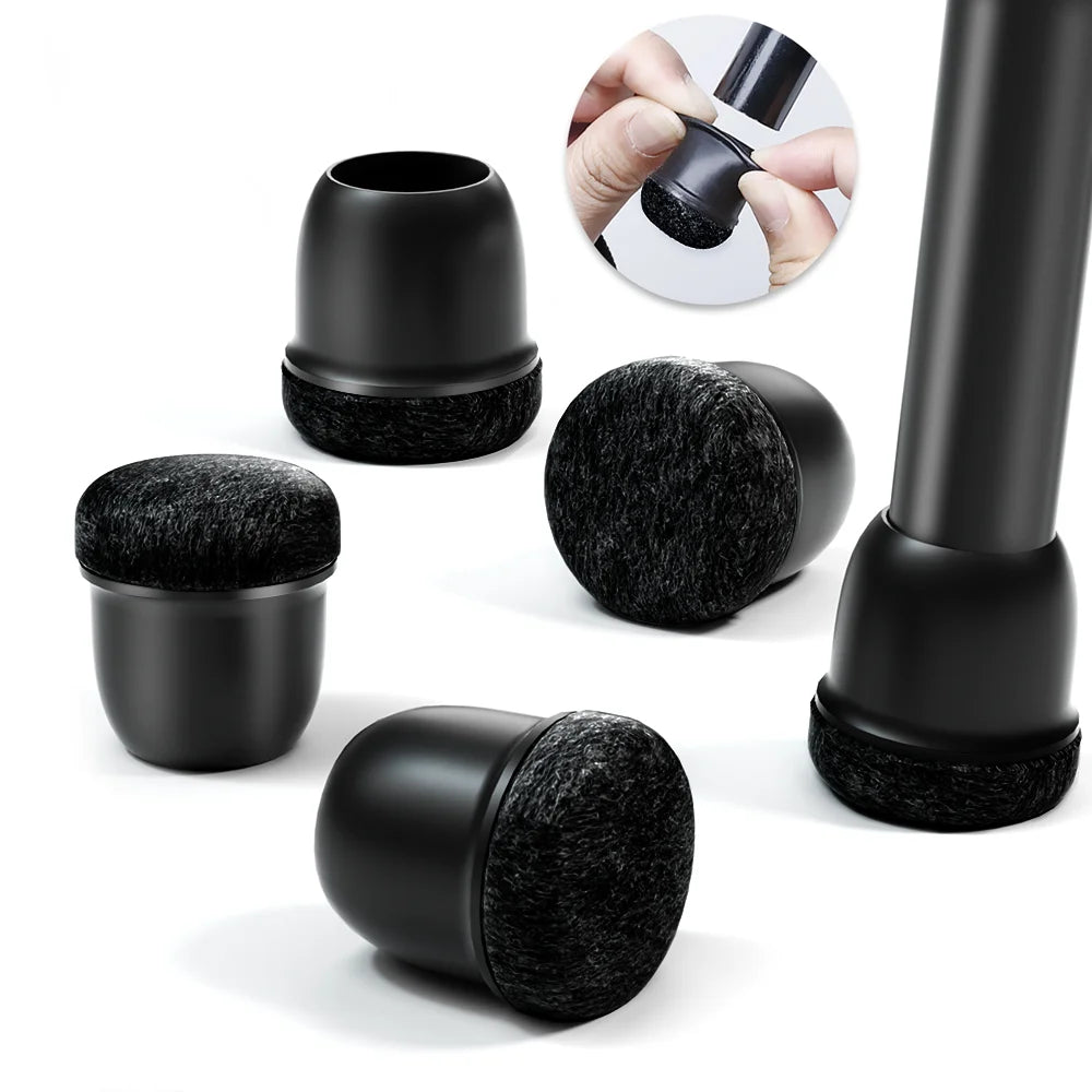 8pcs Round Table Chair Leg Floor Protector Foot Cover Black Anti- Slip Silicone Furniture Feet No Scratches for Hardwood Floors