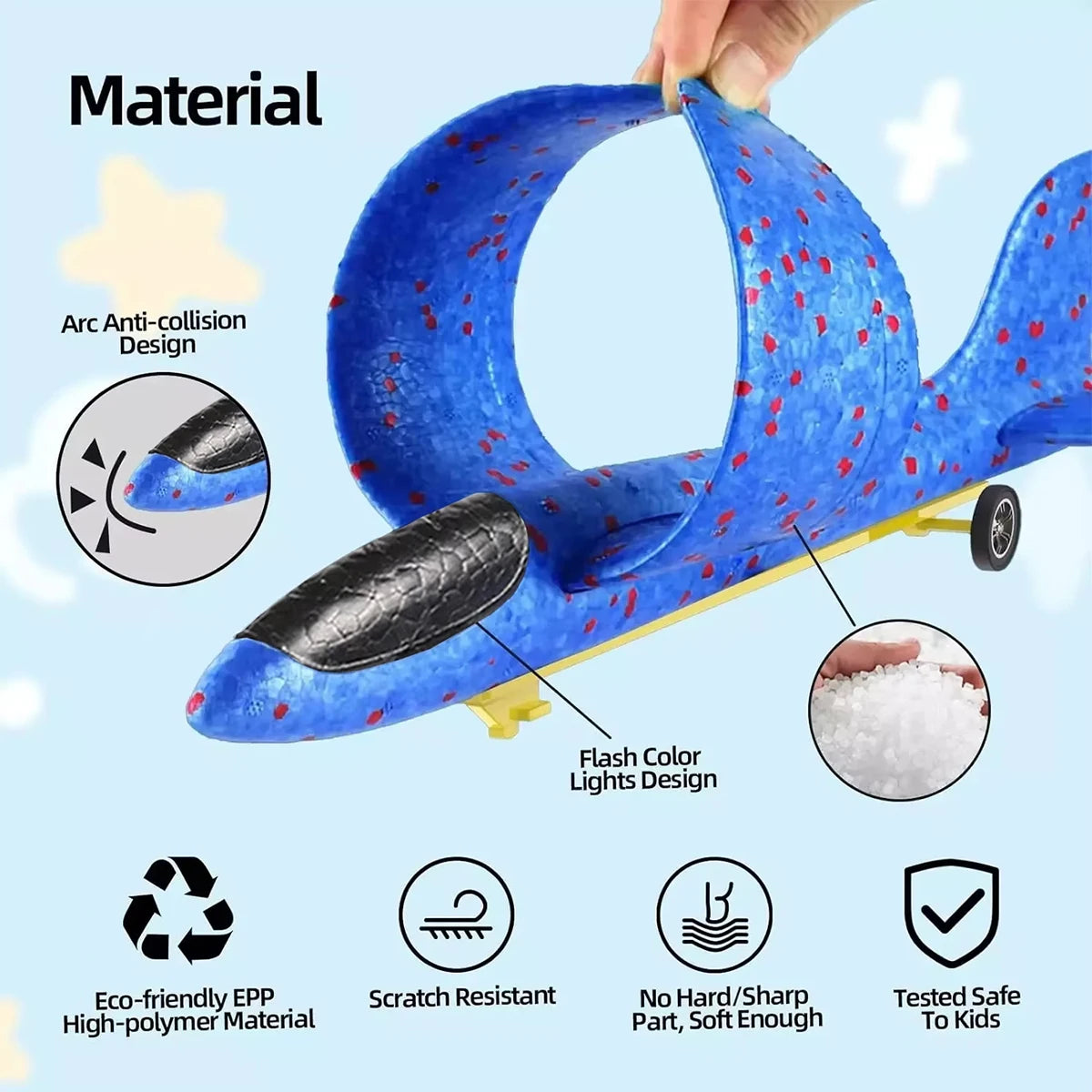 Children's outdoor three in one foam soft elastic toy gun, hand thrown ejection aircraft suit, foam aircraft color random