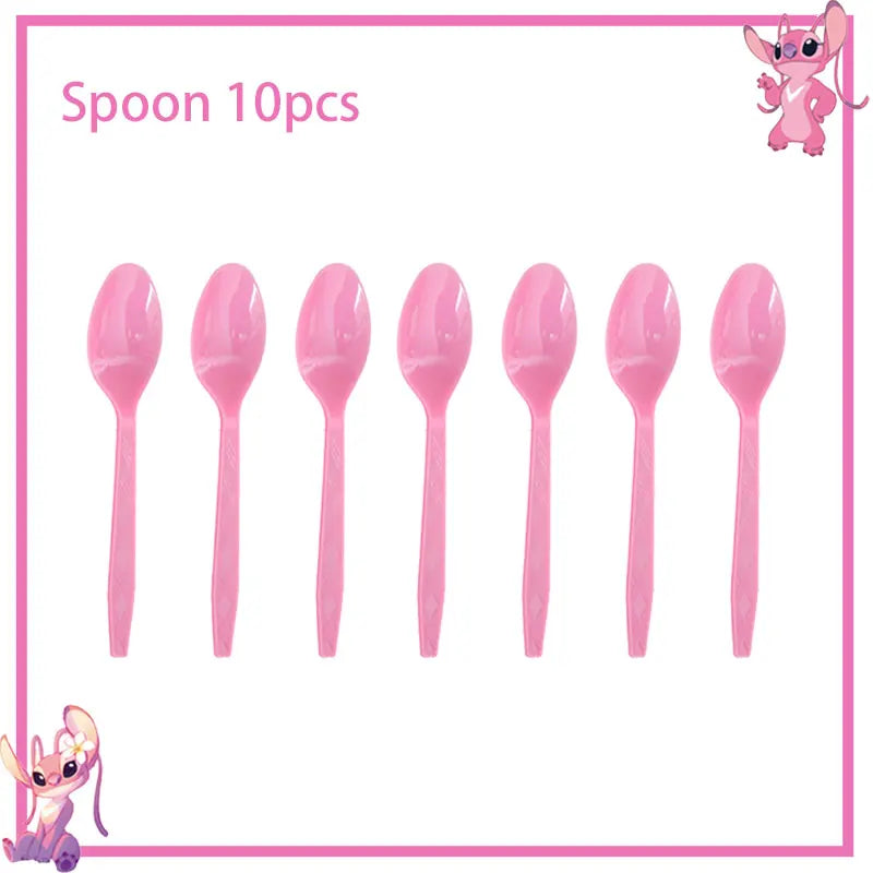 Stitch Birthday Party Decoration Pink Theme Paper Napkins Plates Cups Tableware Set Background Party Decoration Supplies For Kid